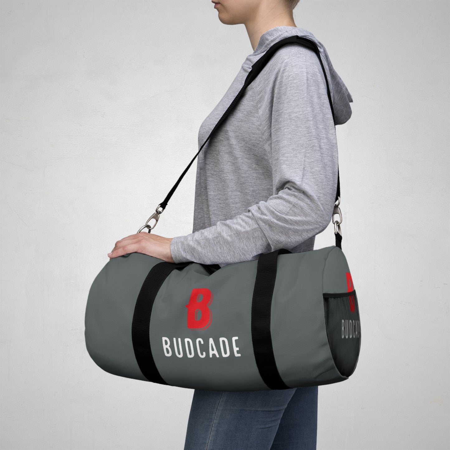 Budcade Official Duffel Bag (Red on Gray)
