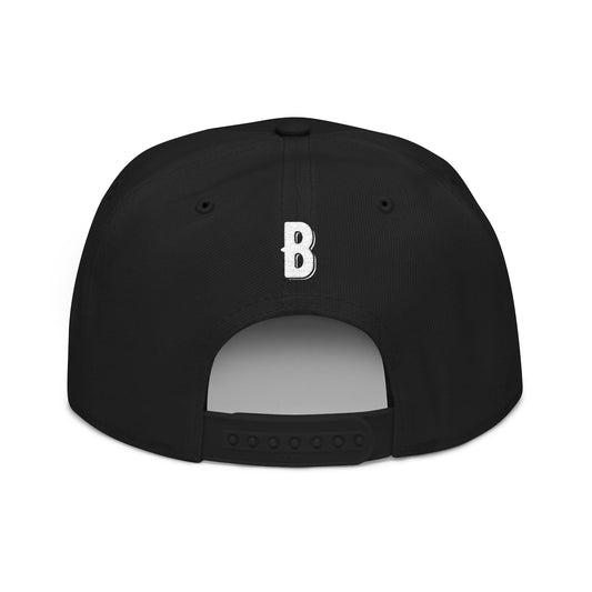 Budcade Blackout Text Embroidered Snapback (White on Black)