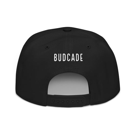 Budcade Blackout Logo Embroidered Snapback (White on Black)