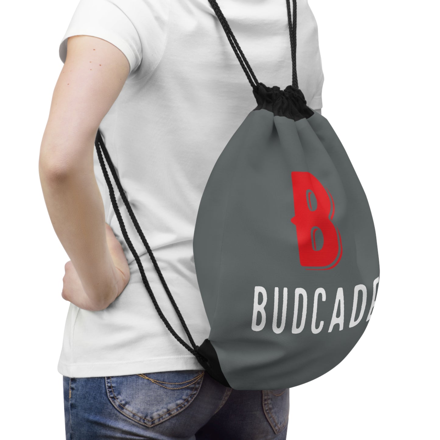 Budcade Official Drawstring Bag (Red on Gray)