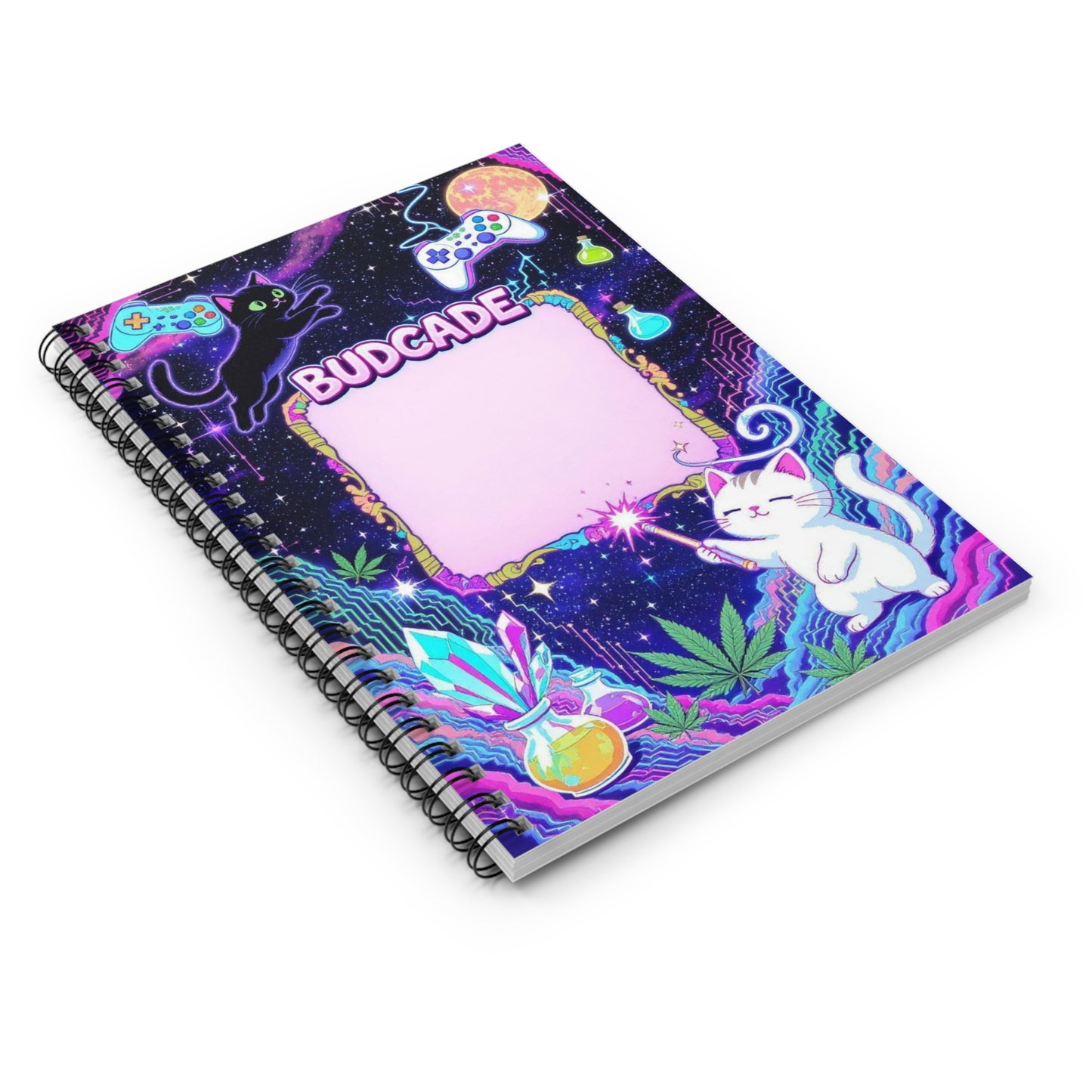 Budcade Space Cat Weed Magic Spiral Notebook