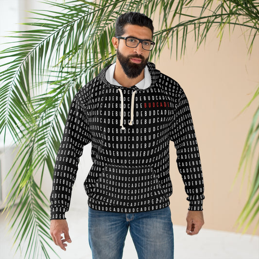 Budcade Pattern Hoodie (White on Black)