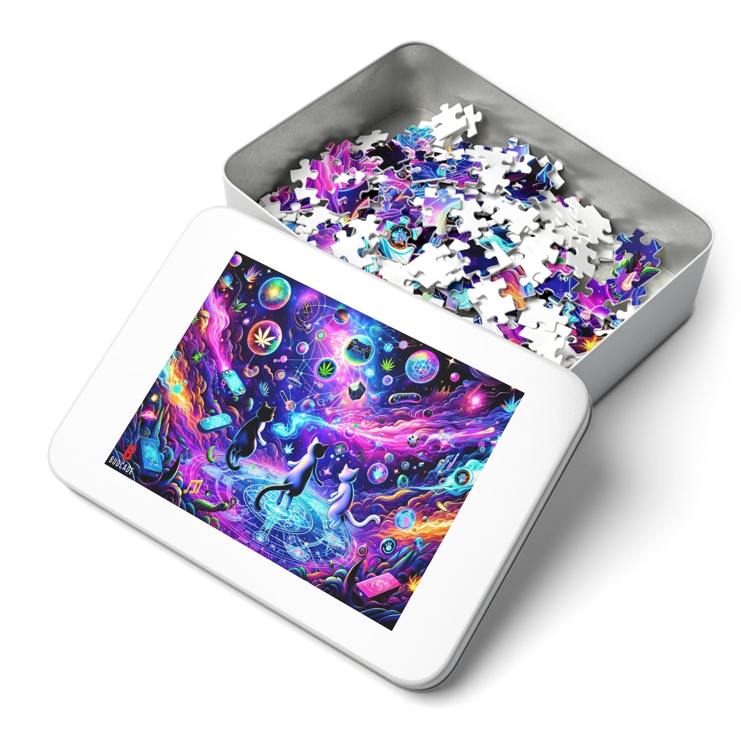 Budcade Cat Space Weed Magic Jigsaw Puzzle with Tin 4