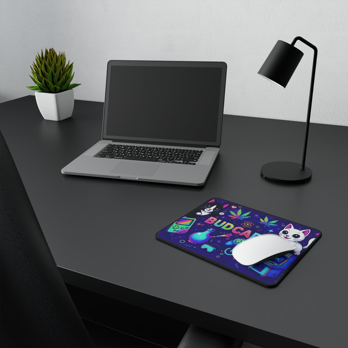 Budcade Cat Space Weed Magic 1 Gamer Non-Slip Mouse Pad