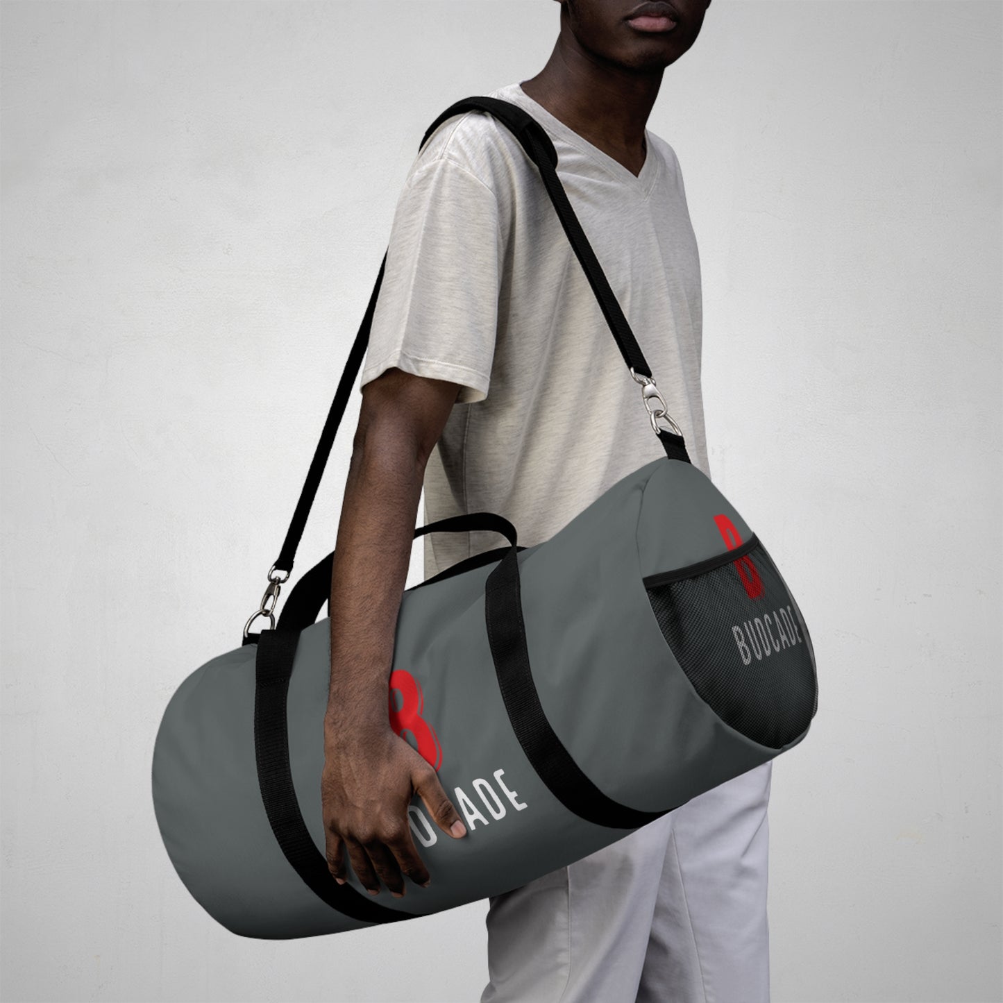 Budcade Official Duffel Bag (Red on Gray)