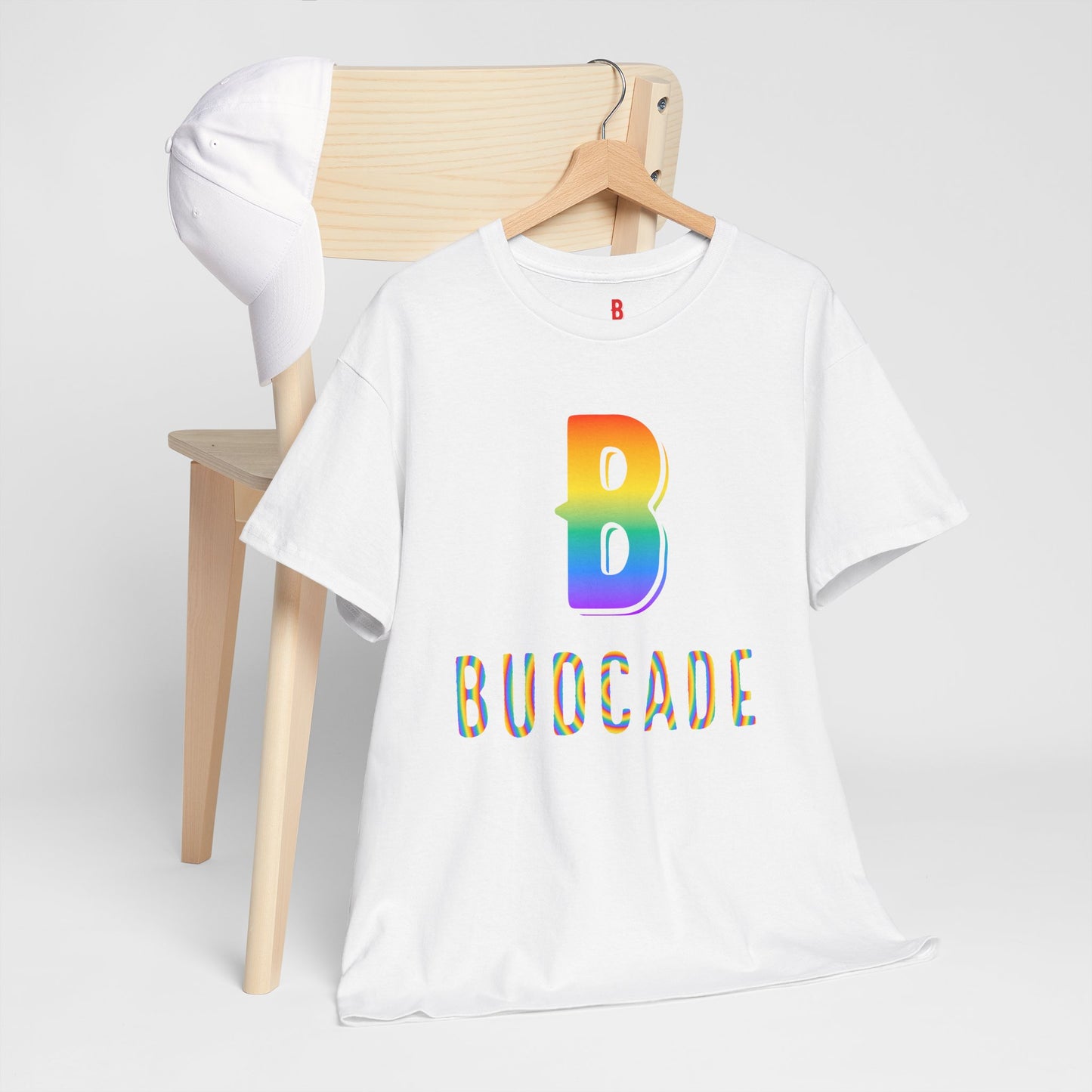 Budcade Pride (Rainbow on White) - Unisex T-Shirt