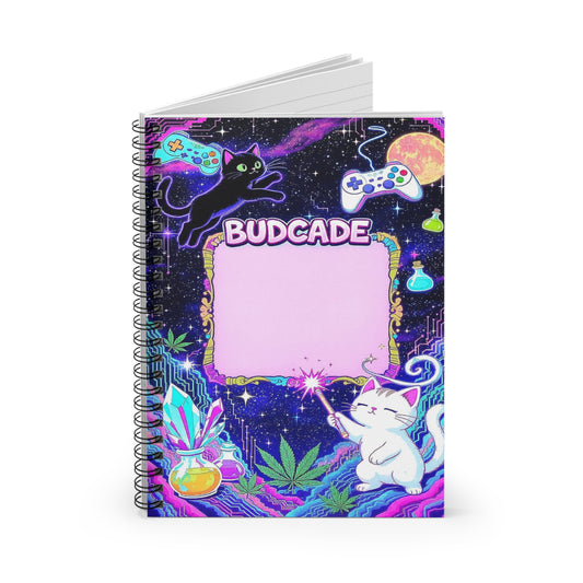Budcade Cat Space Weed Magic Spiral Notebook