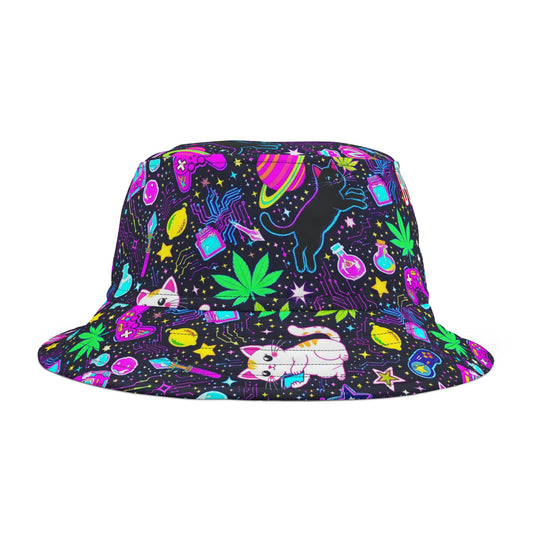 Budcade Cat Space Weed Magic Bucket Hat 2