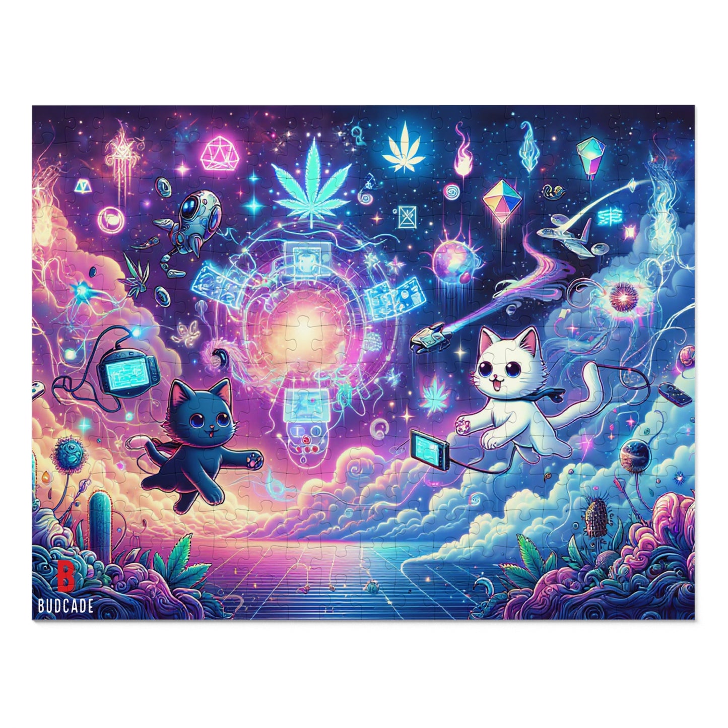 Budcade Cat Space Weed Magic Jigsaw Puzzle with Tin 2