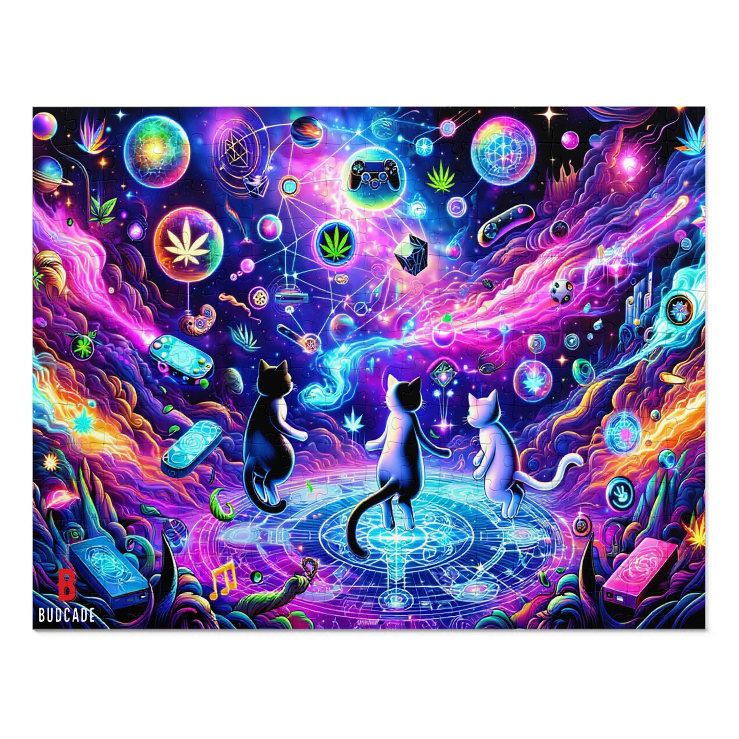 Budcade Cat Space Weed Magic Jigsaw Puzzle with Tin 4