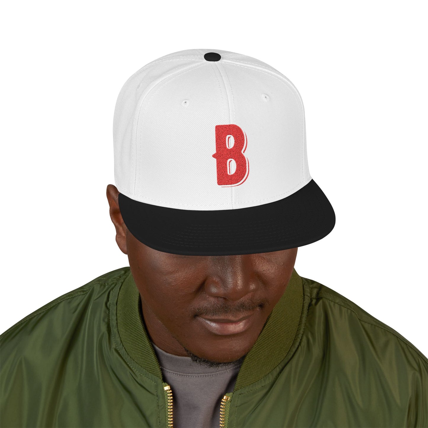 Budcade Official Logo Embroidered Snapback (Red on White)