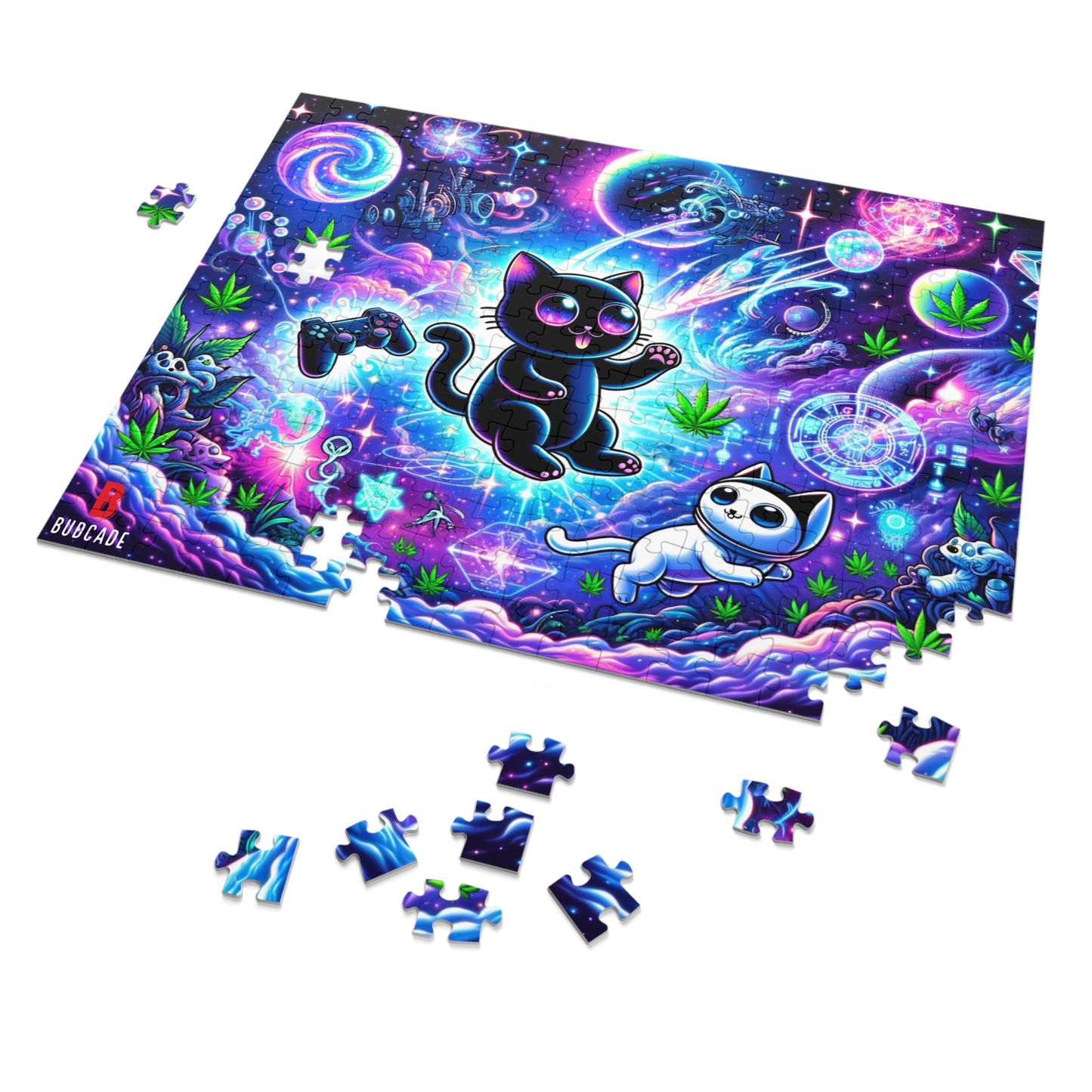 Budcade Cat Space Weed Magic Jigsaw Puzzle with Tin 3