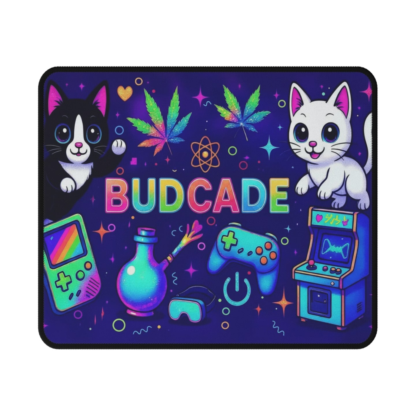Budcade Cat Space Weed Magic 1 Gamer Non-Slip Mouse Pad