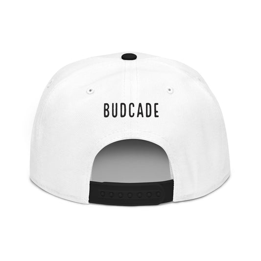 Budcade Blackout Logo Embroidered Snapback (Black on White)