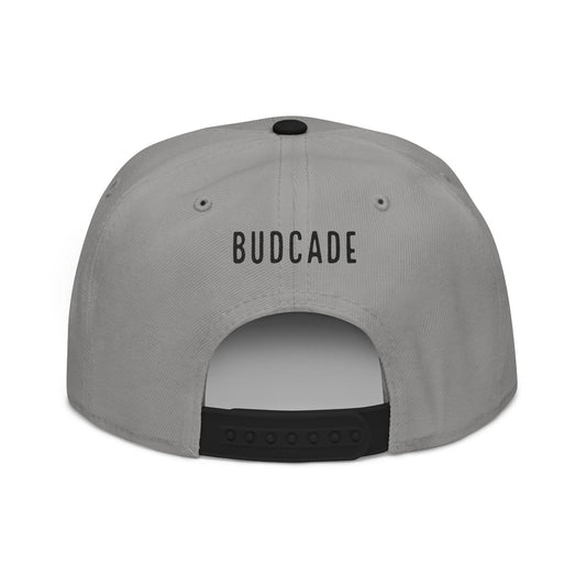 Budcade Blackout Logo Embroidered Snapback (Black on Gray)