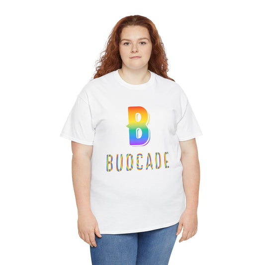 Budcade Pride (Rainbow on White) - Unisex T-Shirt