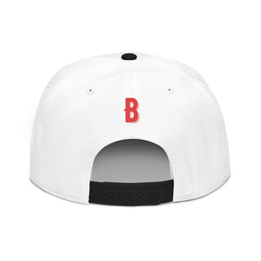 Budcade Official Text Embroidered Snapback (Red on White)