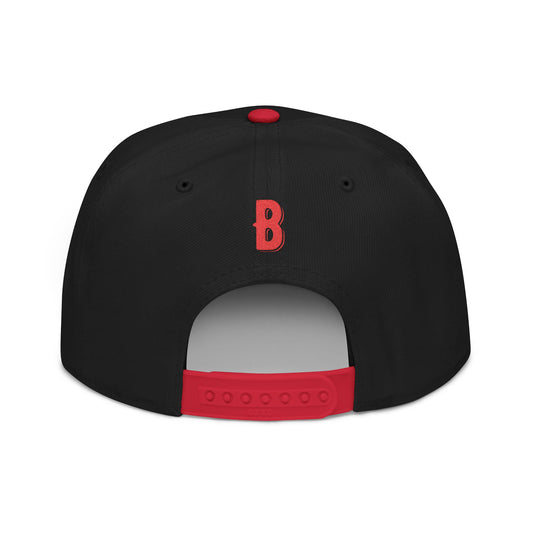 Budcade Official Text Embroidered Snapback (White on Black)