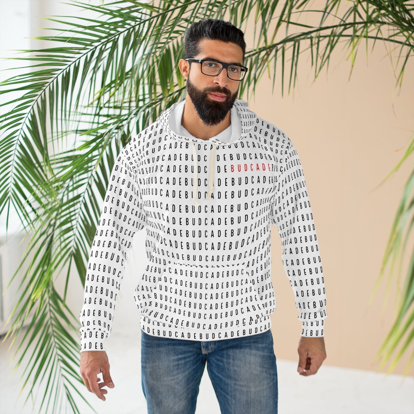 Budcade Pattern Hoodie (Black on White)