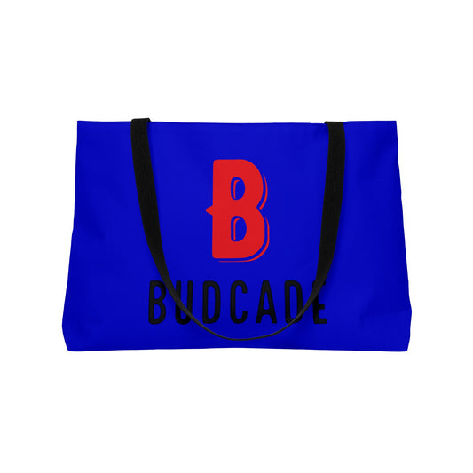 Budcade Black & Blued Tote Bag (Red on Blue)
