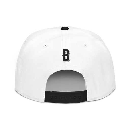 Budcade Blackout Text Embroidered Snapback (Black on White)