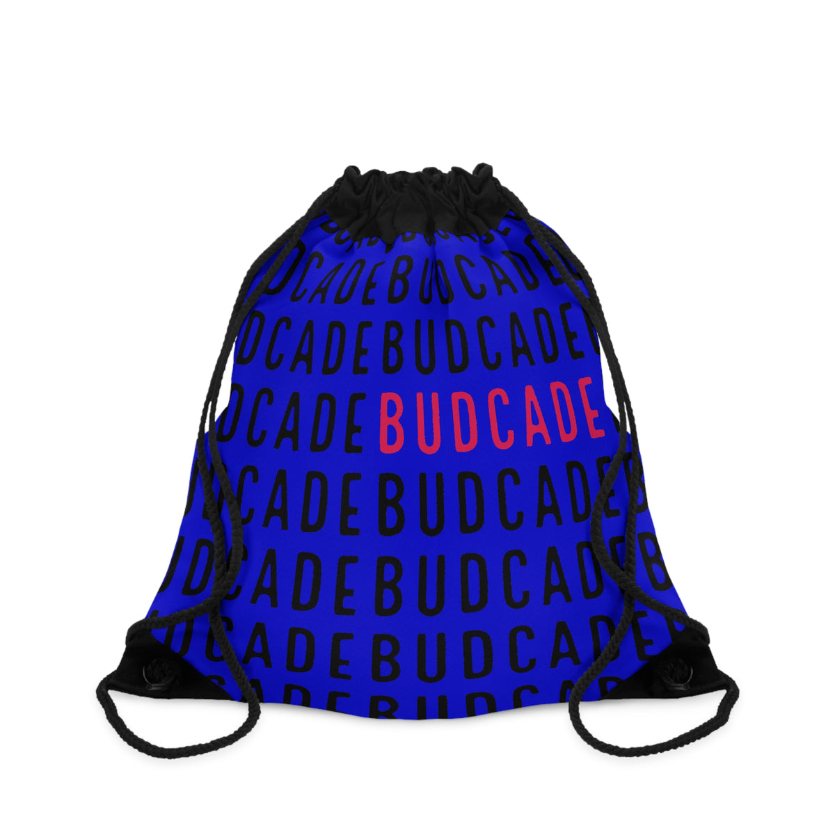Budcade Black & Blued Pattern Drawstring Bag (Red on Blue)