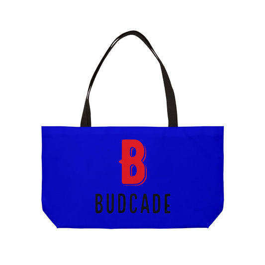 Budcade Black & Blued Tote Bag (Red on Blue)