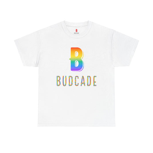Budcade Pride (Rainbow on White) - Unisex T-Shirt