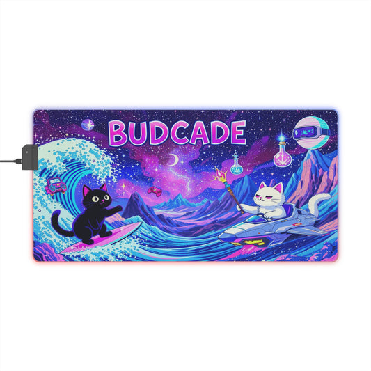 Budcade Cat Space Weed Magic Colorful LED Gaming Mouse Pad