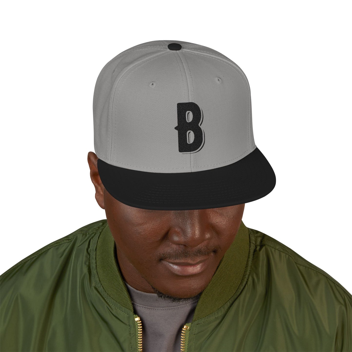 Budcade Blackout Logo Embroidered Snapback (Black on Gray)