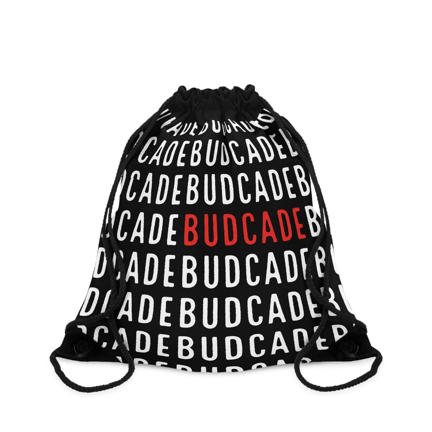 Budcade Pattern Drawstring Bag (White on Black)