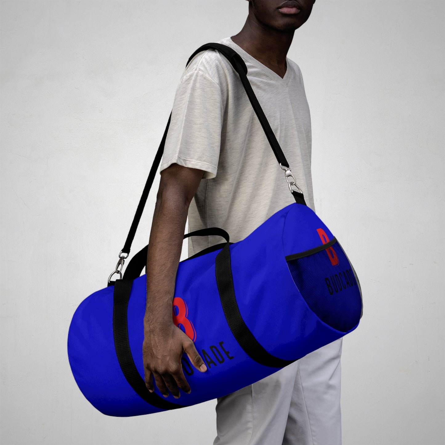 Budcade Black & Blued Duffel Bag (Red on Blue)