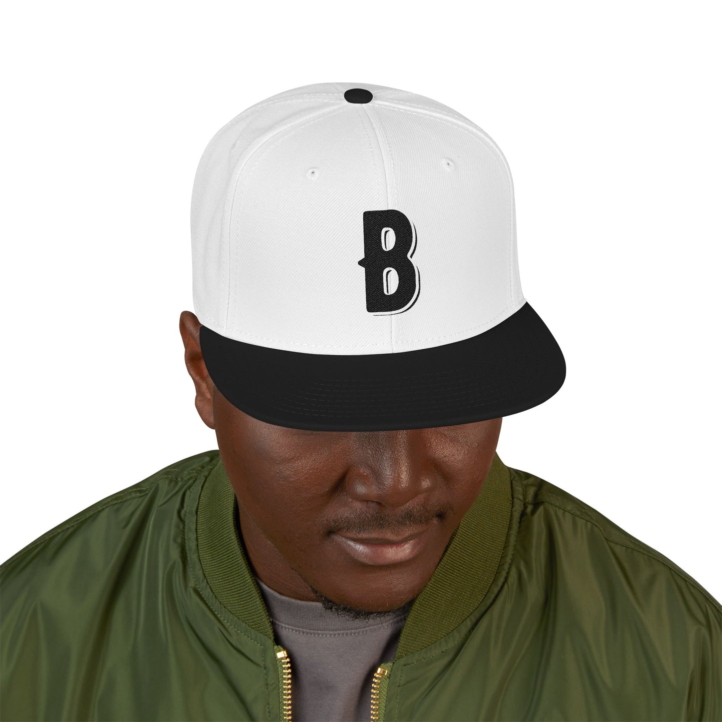 Budcade Blackout Logo Embroidered Snapback (Black on White)