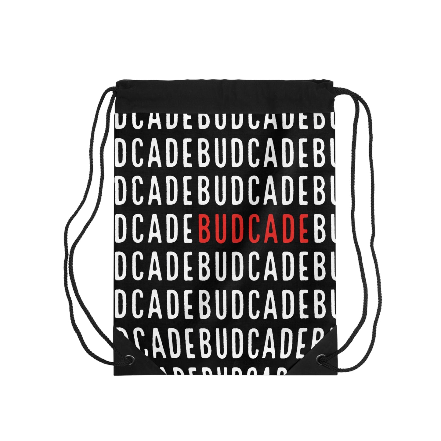 Budcade Pattern Drawstring Bag (White on Black)
