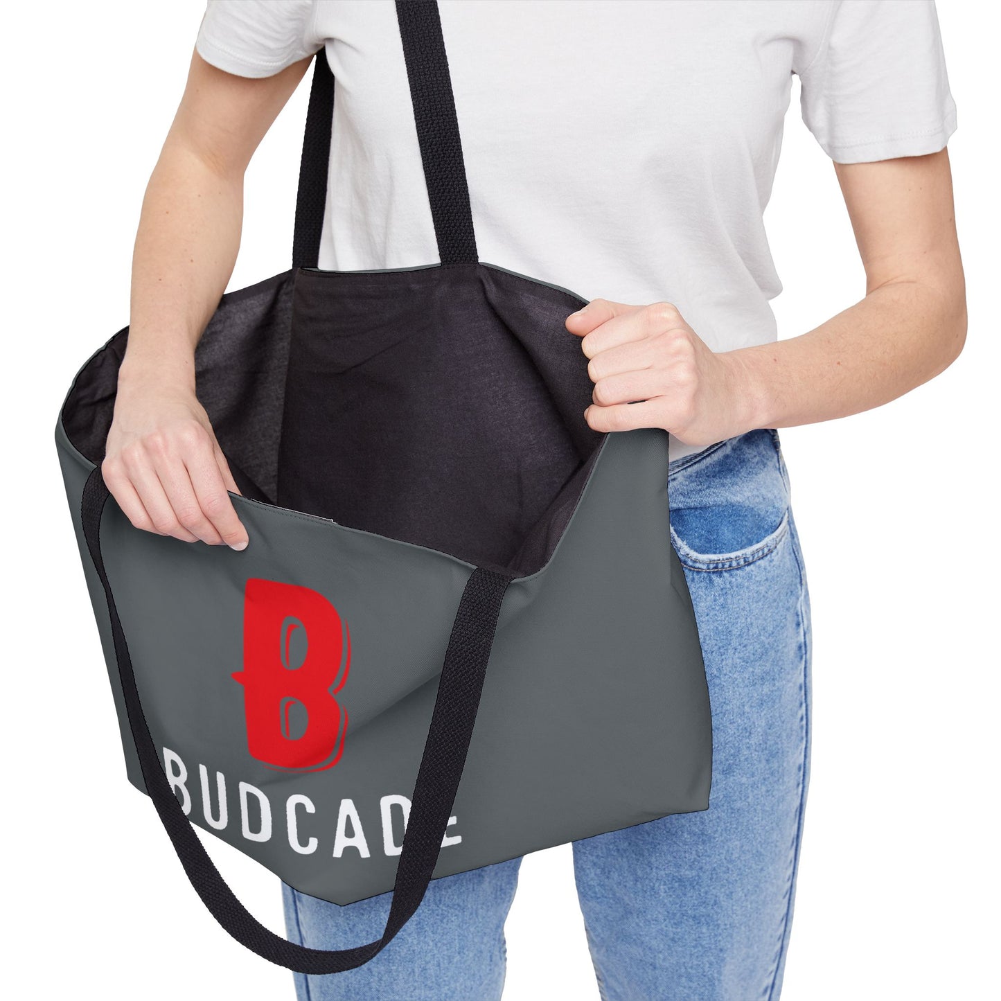Budcade Official Tote Bag (Red on Gray)