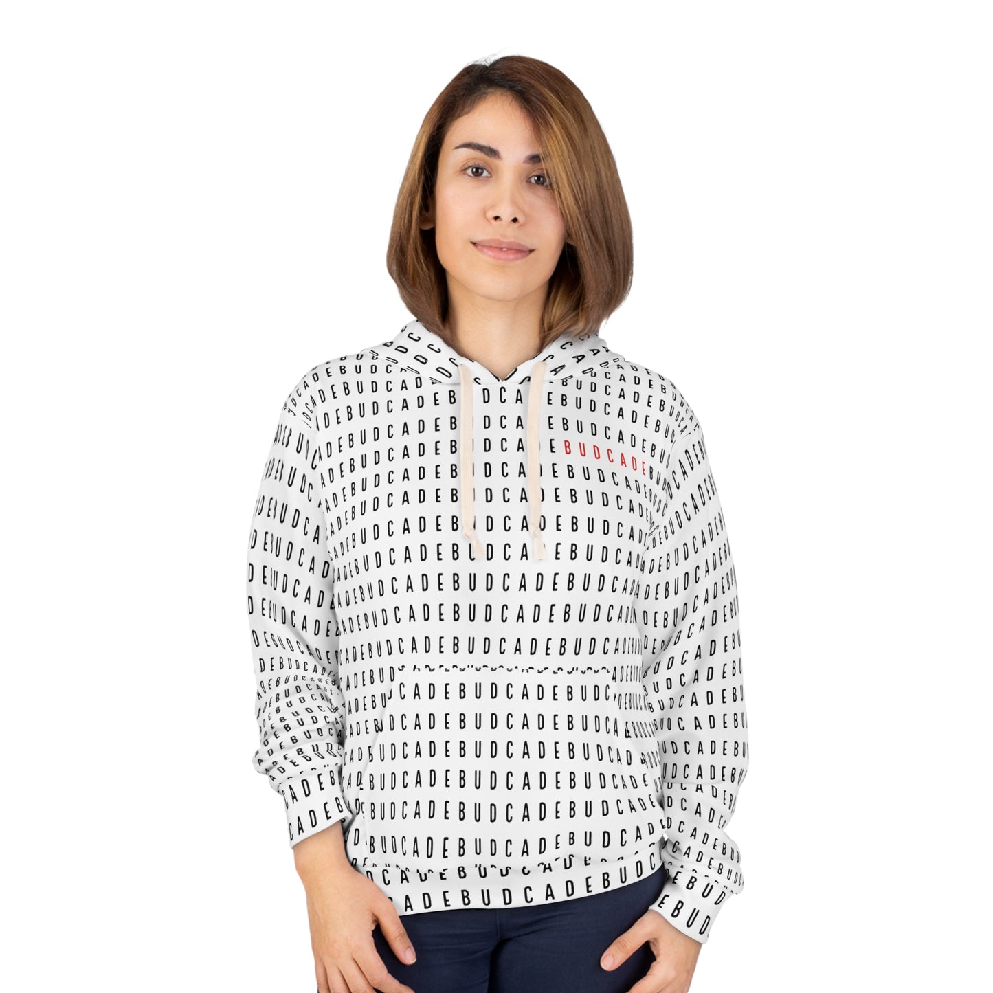 Budcade Pattern Hoodie (Black on White)