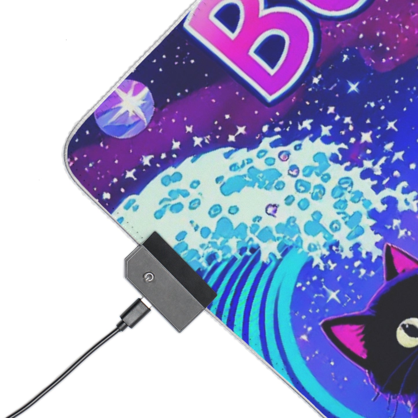 Budcade Cat Space Weed Magic Colorful LED Gaming Mouse Pad
