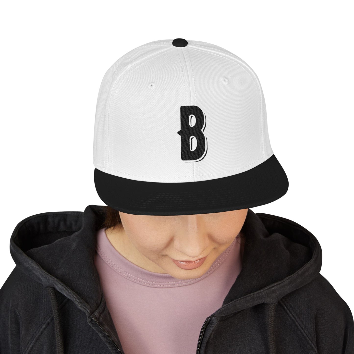 Budcade Blackout Logo Embroidered Snapback (Black on White)