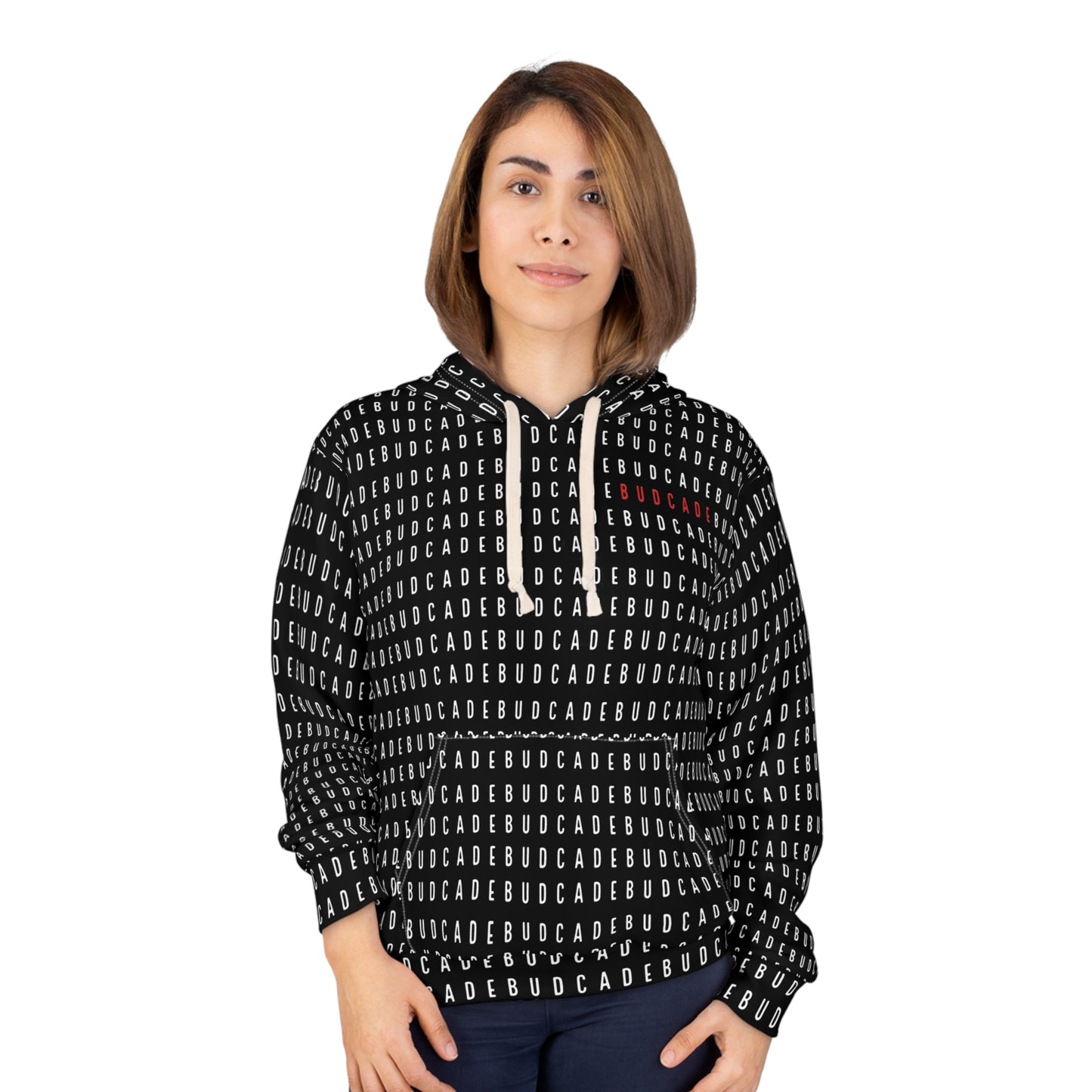 Budcade Pattern Hoodie (White on Black)