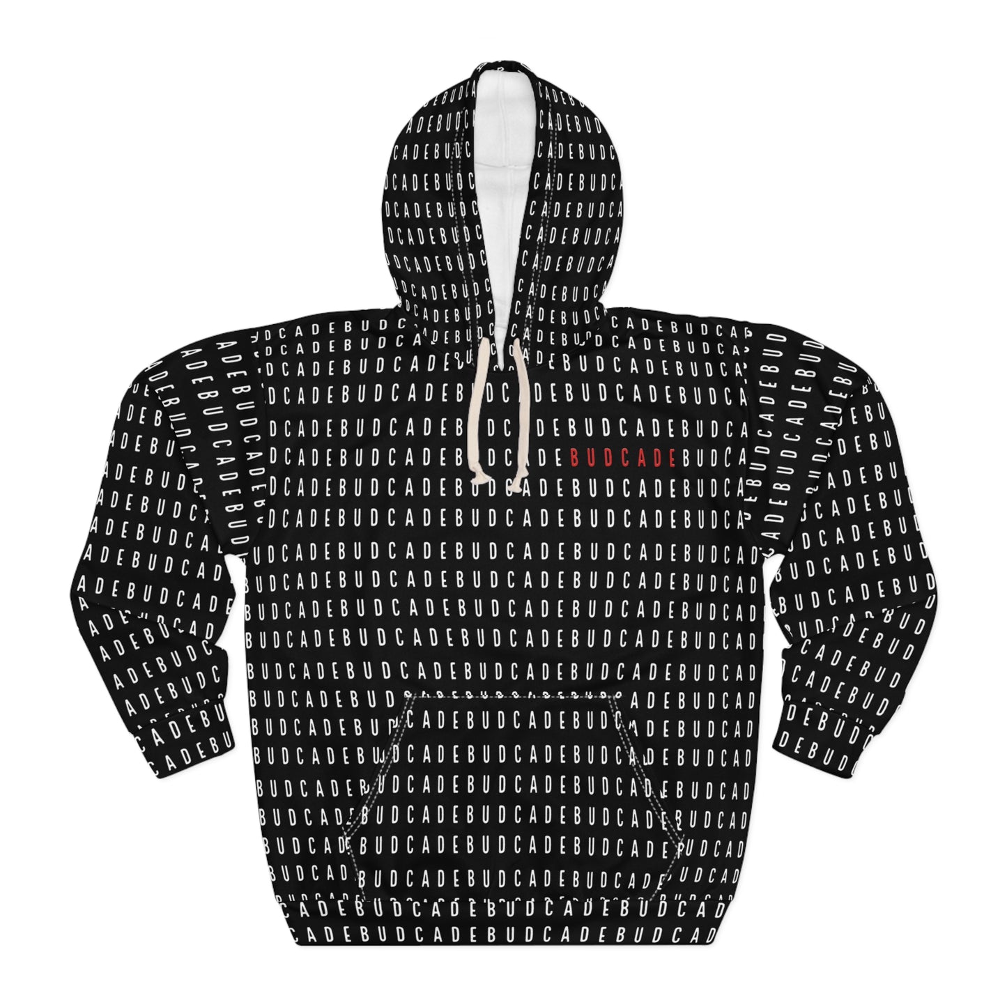Budcade Pattern Hoodie (White on Black)