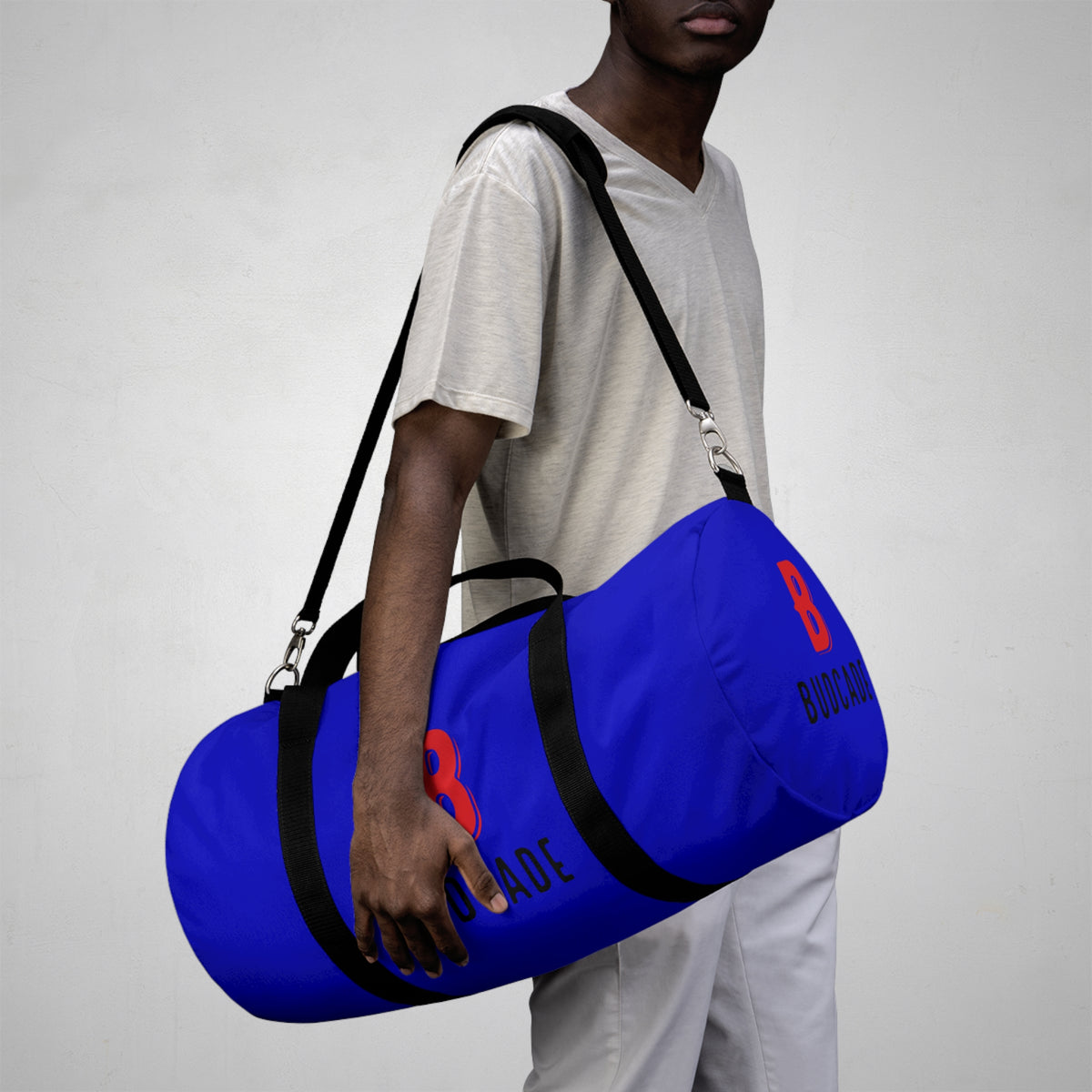 Budcade Black & Blued Duffel Bag (Red on Blue)