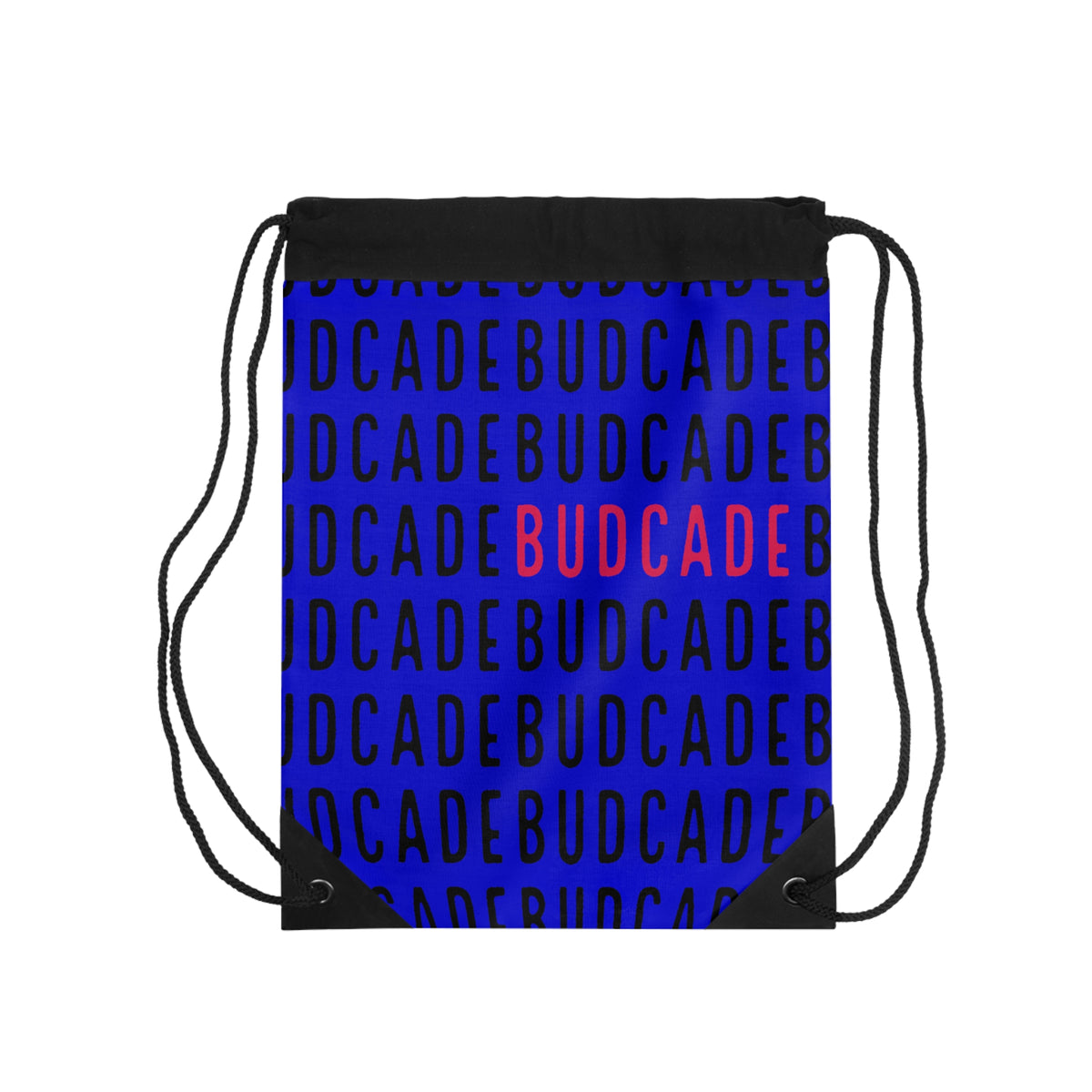 Budcade Black & Blued Pattern Drawstring Bag (Red on Blue)
