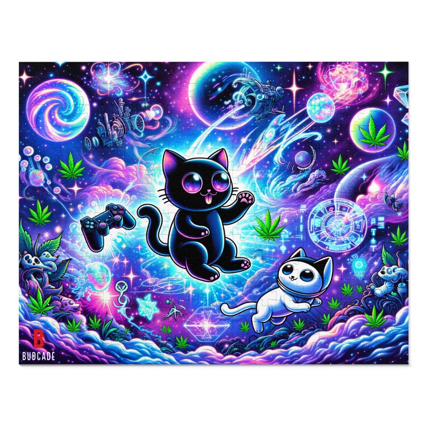 Budcade Cat Space Weed Magic Jigsaw Puzzle with Tin 3