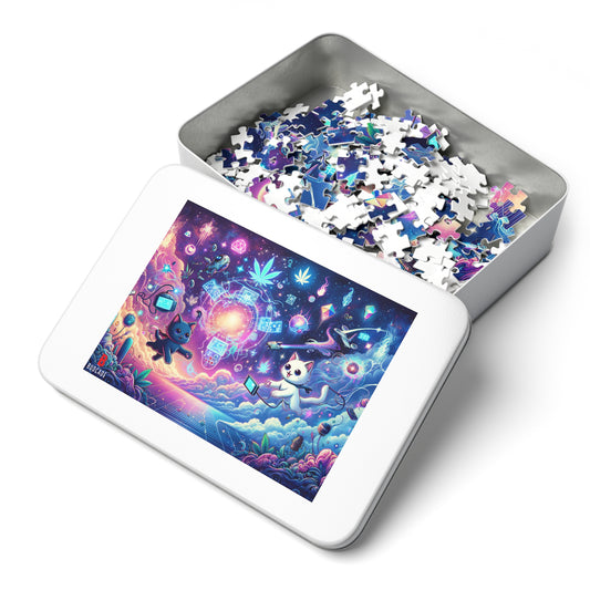 Budcade Cat Space Weed Magic Jigsaw Puzzle with Tin 2