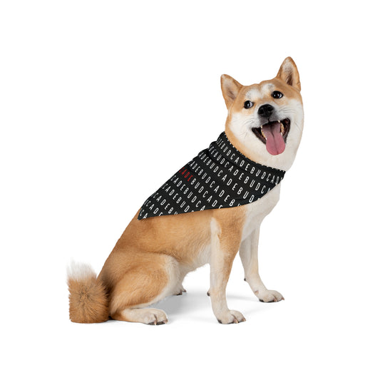 Budcade Pattern Pet Bandana (White on Black)