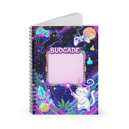 Budcade Space Cat Weed Magic Spiral Notebook