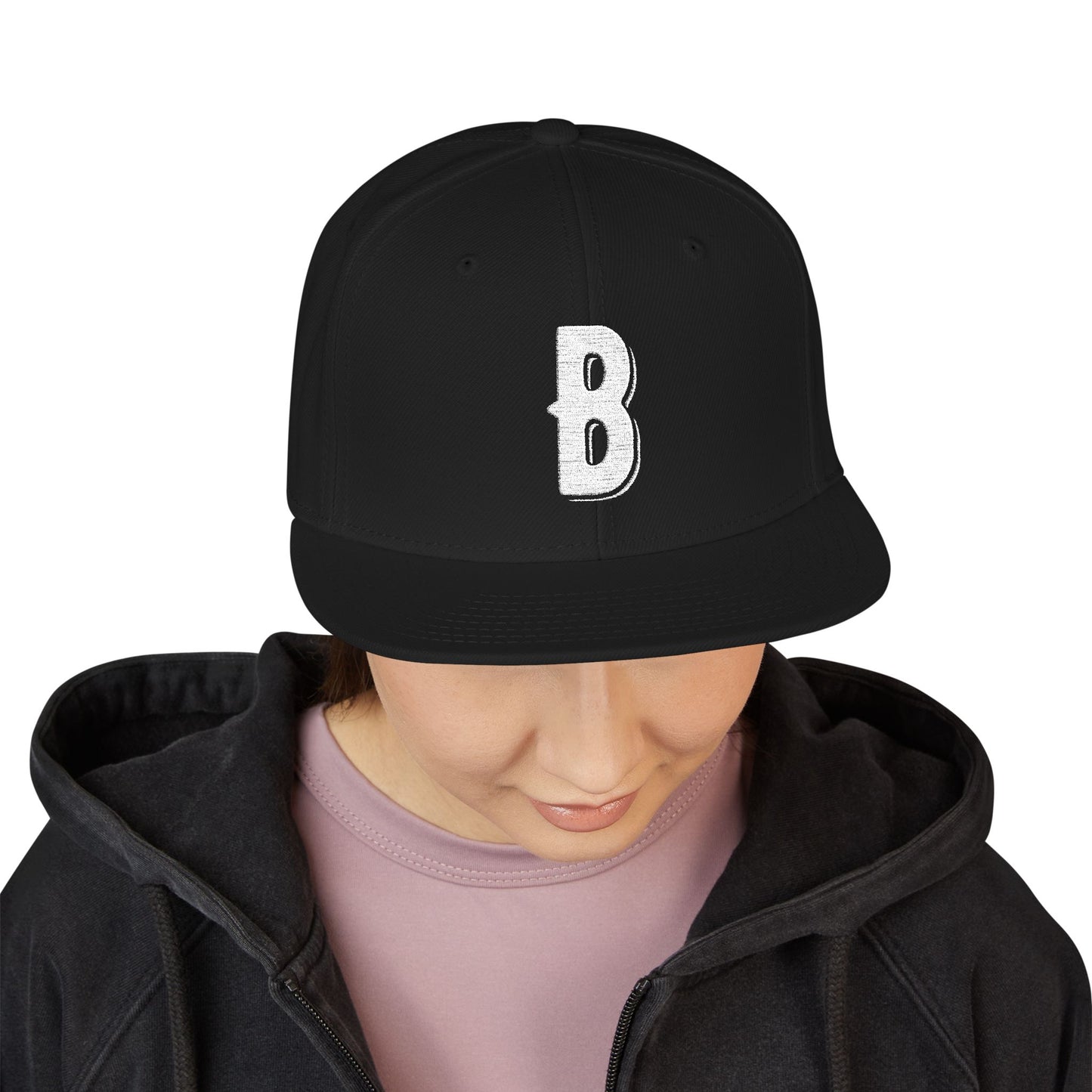 Budcade Blackout Logo Embroidered Snapback (White on Black)