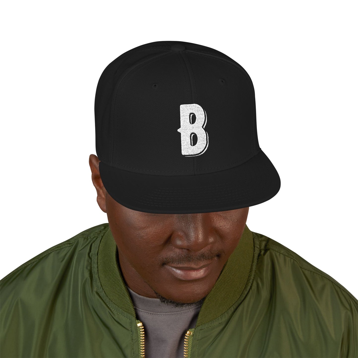 Budcade Blackout Logo Embroidered Snapback (White on Black)