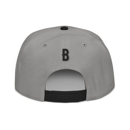 Budcade Blackout Text Embroidered Snapback (Black on Gray)