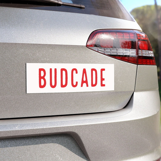 Budcade Car Magnet (Red on White)